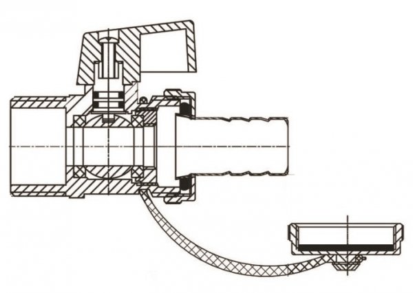 ZAWÓR KUREK KRANIK SPUSTOWY KULOWY 3/4&quot; ZE ZŁĄCZKĄ ART.810-20.MOT.