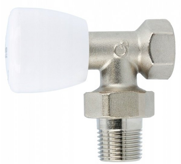 ZAWÓR GRZEJNIKOWY ZASILAJĄCY KĄTOWY 1/2" BIAŁY NIKLOWANY DO GRZEJNIKA MOCNY