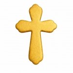 Cukrowa dekoracja na tort komunijny - KRZYŻ ZŁOTY PŁASKI 10cm