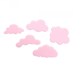 Dekoracja cukrowa CHMURKI RÓŻOWE - na tort, muffinki, cupcake 5 szt.