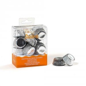 Papilotki Cupcake metalizowane MINI 27/17 h -SREBRNE 10szt