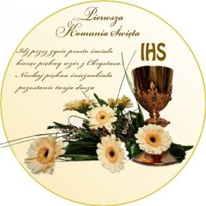 Opłatek na tort komunijny okrągły Kwiaty - 12 szt