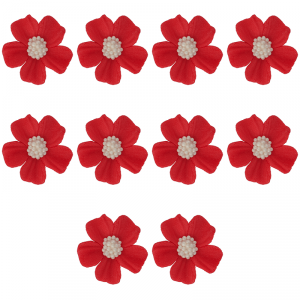 Kwiatki cukrowe na tort NIEZAPOMINAJKA 10szt czerwone