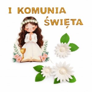 Zestaw dekoracji cukrowych na tort komunijny - DZIEWCZYNKA I Komunia Święta
