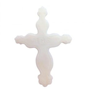 Cukrowa dekoracja na tort BIAŁY KRZYŻ komunia 6,5cm