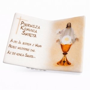 KSIĄŻECZKA cukrowa na tort komunijny - Dekoracja z JEZUSEM