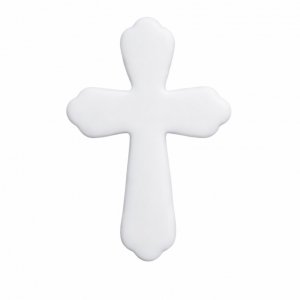 Cukrowa dekoracja na tort komunijny - KRZYŻ BIAŁY PŁASKI 10cm (10szt)