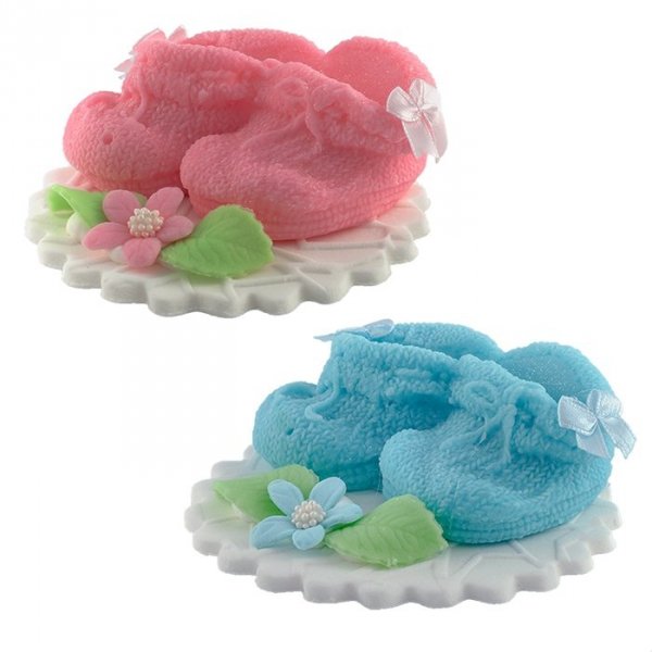 Buciki na podstawce - dekoracja tortu na chrzest 1szt.