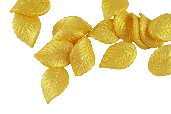 Listki cukrowe średnie ZŁOTE na tort 20szt