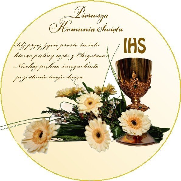 Opłatek na tort komunijny okrągły Kwiaty - 12 szt