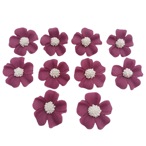 Kwiatki cukrowe na tort NIEZAPOMINAJKA 10szt jagoda