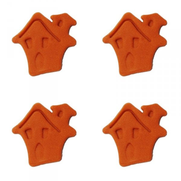 Cukrowa dekoracja na tort BRĄZOWY DOMEK HALLOWEEN 4,5cm (8 x 4szt)
