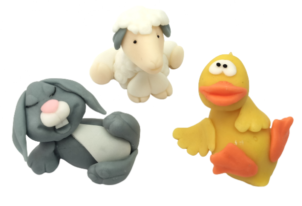 Figurki cukrowe na tort BARANEK KACZKA ZAJĄC wielkanoc 3szt