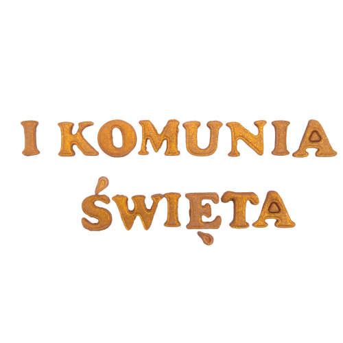 Literki cukrowe - I Komunia Święta - złote literki na tort