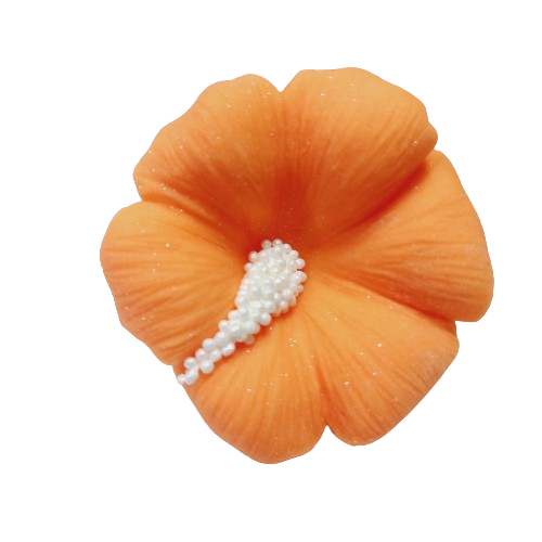 Cukrowy HIBISKUS kwiatek z masy cukrowej - POMARAŃCZOWY 1szt