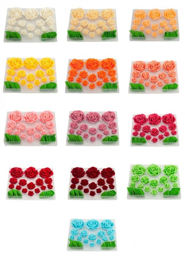 Zestaw cukrowe RÓŻE z listkami 15szt. (13 kolorów) - Allegro