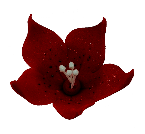 Cukrowa LILIJKA kwiatek z masy cukrowej - 1szt BORDOWA