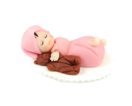 Hokus - Cukrowy bobas z misiem dekoracja tortu na chrzest
