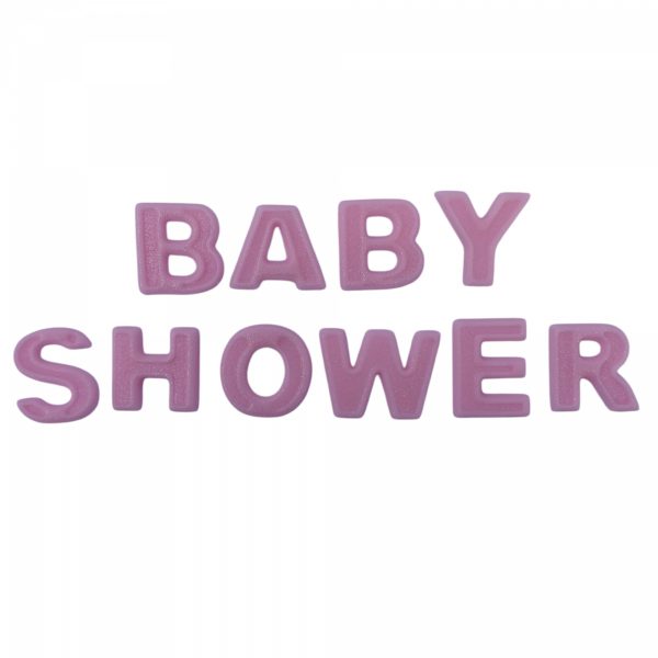 Literki Cukrowe - BABY SHOWER - Różowe Lliterki na Tort