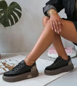 Czarne Skórzane Sneakersy Na Platformie Cambell