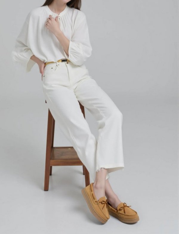 Damskie Mokasyny – Camel, Zamszowe Lucia CAMEL