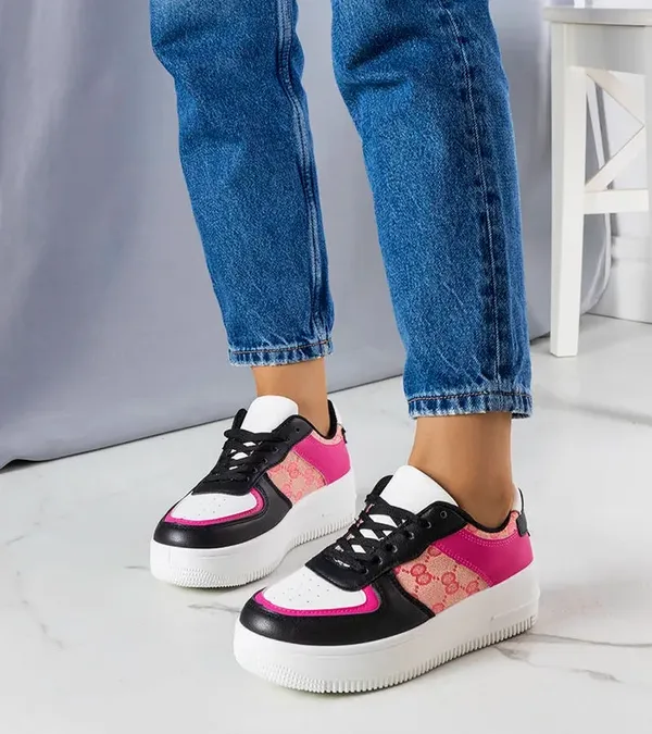 Różowo-czarne sneakersy damskie Luzia
