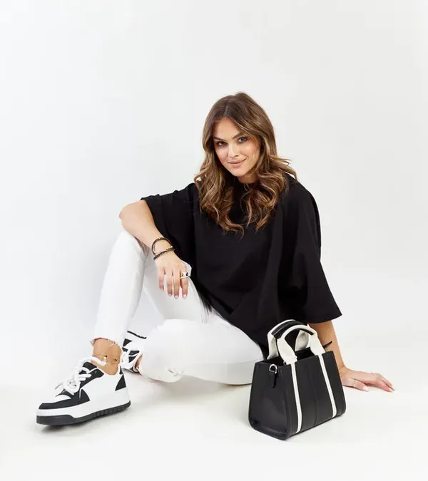 Czarno-białe sneakersy na grubej podeszwie Galit