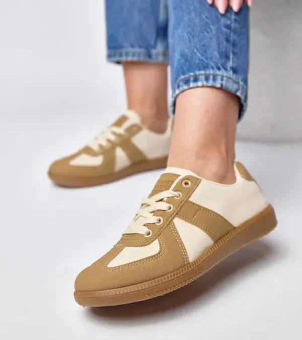 Brązowo-beżowe sneakersy na platformie Valentine