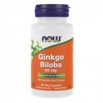 Ginkgo Biloba (Miłorząb Japoński) 60 mg, Now Foods, 60 kapsułek