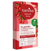 TANITA Natural & Fruity Plastry do depilacji ciała z woskiem - z ekstraktem z owoców Goji 12 sztuk (6x2)+ 2 chusteczki po depilacji 