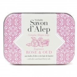 Rose & Oud Soap Bar in Metal Box, Alepia, 100 g