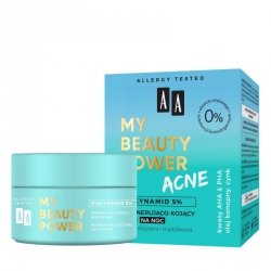 AA My Beauty Power Acne Krem regenerująco-kojący na noc do cery mieszanej i trądzikowej 50ml