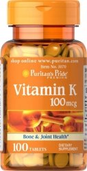 Witamina K 100 mcg, Puritan's Pride, 100 tabletek