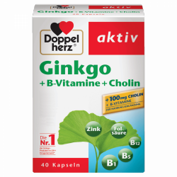Suplement diety Ginkgo + Witaminy z grupy B + Cholina, Doppelherz, 40 kapsułek