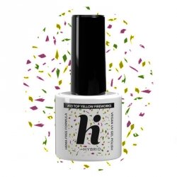 HI HYBRID Top No Wipe do lakieru hybrydowego Hema Free #03 Yellow Fireworks 5 ml