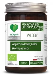 Skrzyp + Pokrzywa Ekstrakt BIO, BE ORGANIC, 100 tabletek