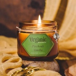 Świeca sojowa z olejkiem eterycznym Patchouli Vanilla, Organic Goodness, 200g