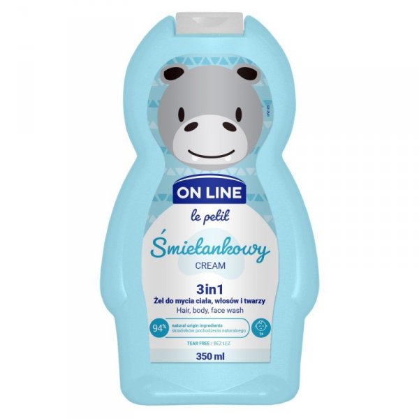 On Line Le Petit Żel do mycia ciała,włosów i twarzy 3w1 dla dzieci Śmietankowy  350ml