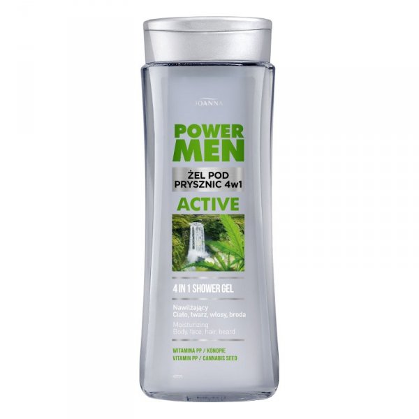 JOANNA Power Men Żel pod prysznic 4w1 Active - Konopie i Wit. PP 300 ml