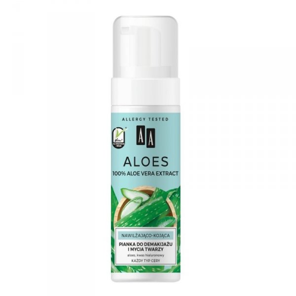 AA Aloes 100% Pianka do demakijażu i mycia twarzy nawilżająco - kojąca  150ml