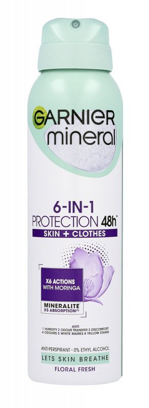GARNIER Mineral Dezodorant spray 6in1 Protection 48h Floral Fresh - Skin+Clothes  150 ml
