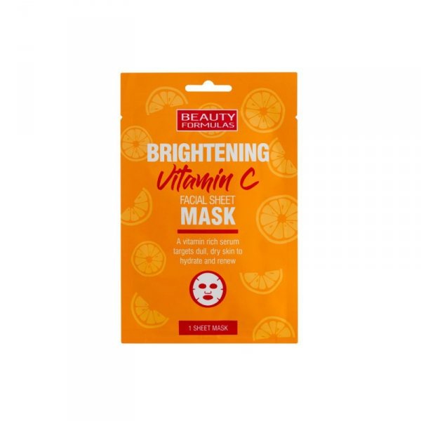 Beauty Formulas Brightening Vitamin C Maska rozjaśniająca na tkaninie z Witaminą C 1szt