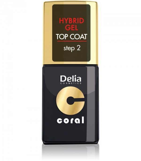 Delia Cosmetics Coral Hybrid Gel Emalia do paznokci Top Coat  11ml