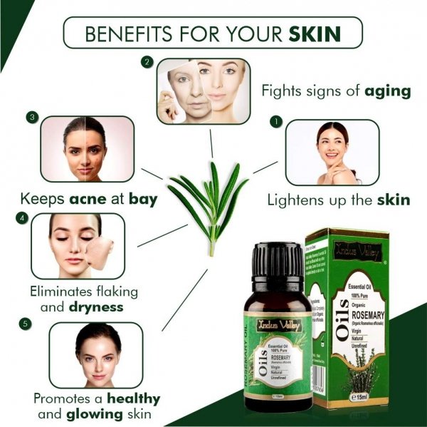 Natural Rosemary Essential Oil, Indus Valley, 15ml