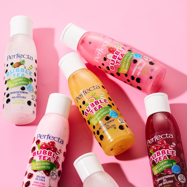 PERFECTA Bubble Tea Balsam do ciała Nawilżenie wygładzenie - Wild Cherry & Matcha Tea - Mini 100 mg