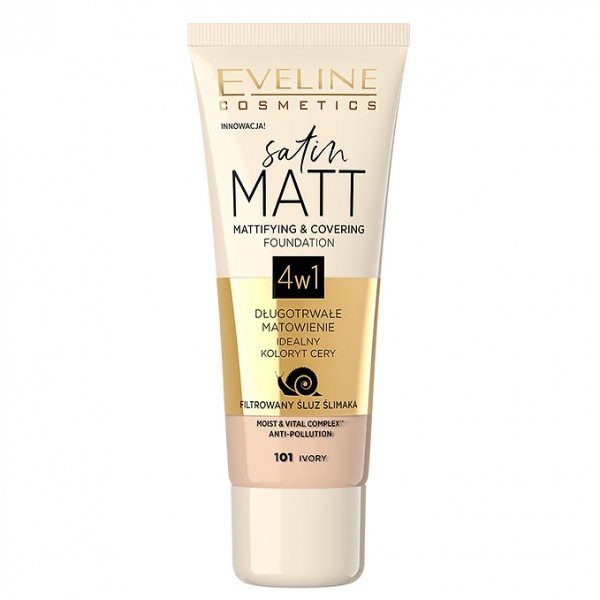 EVELINE Satin Matt Podkład matujący 4w1 nr 101 Ivory 30 ml