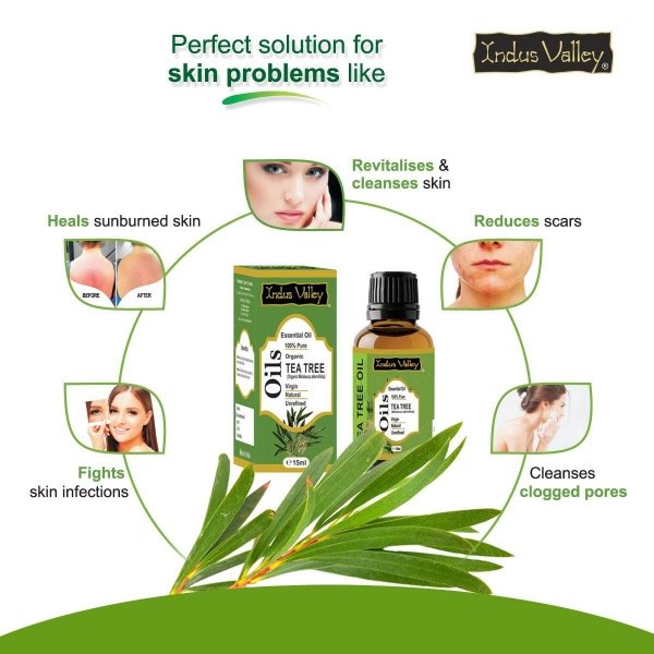Natural Tea Tree Essential Oil, Indus Valley, 15ml
