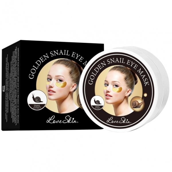 LOVE SKIN Golden Snail Eye Mask płatki pod oczy hydrożelowe, ze śluzem ślimaka, 60 szt