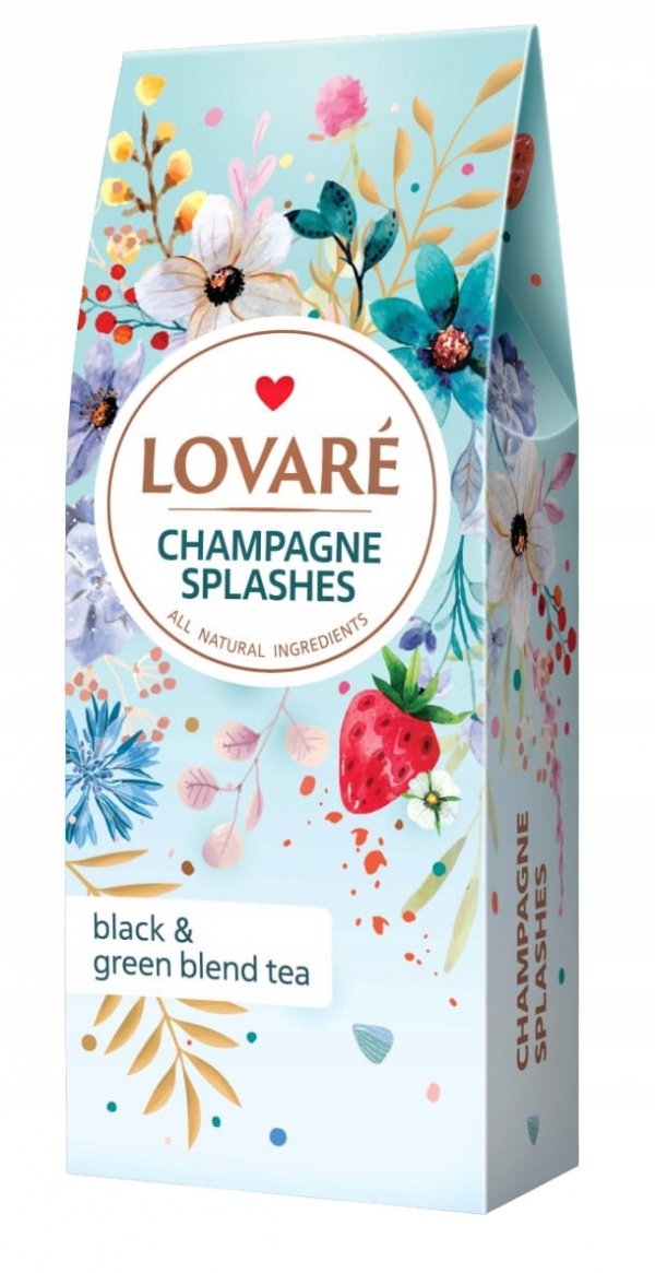 Herbata czarna i zielona liściasta Champagne Splashes, Lovare, 80g