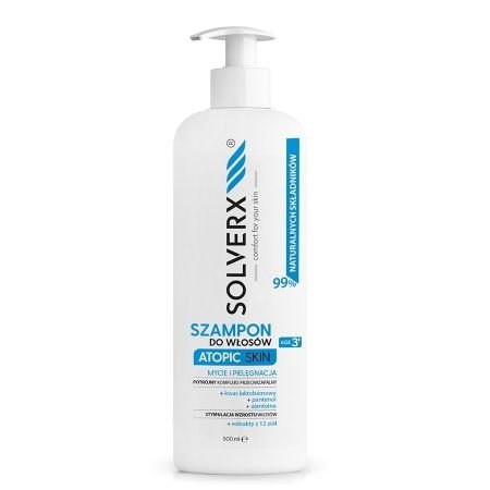 SOLVERX Atopic Skin Szampon do włosów - pielęgnujący i przeciwzapalny, 500ml